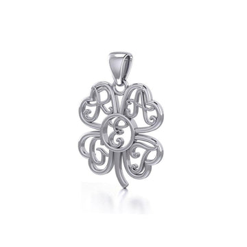 GREAT Monogramming Four Leaf Shamrock Clover Silver Pendant TPD5161 - Jewelry